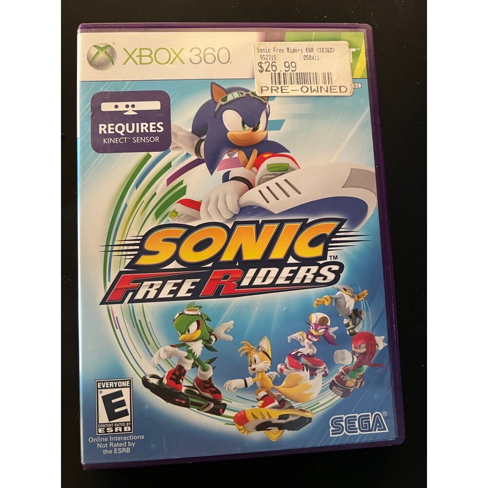 XBOX 360 KINECT Sonic Free Riders Microsoft  video game with case